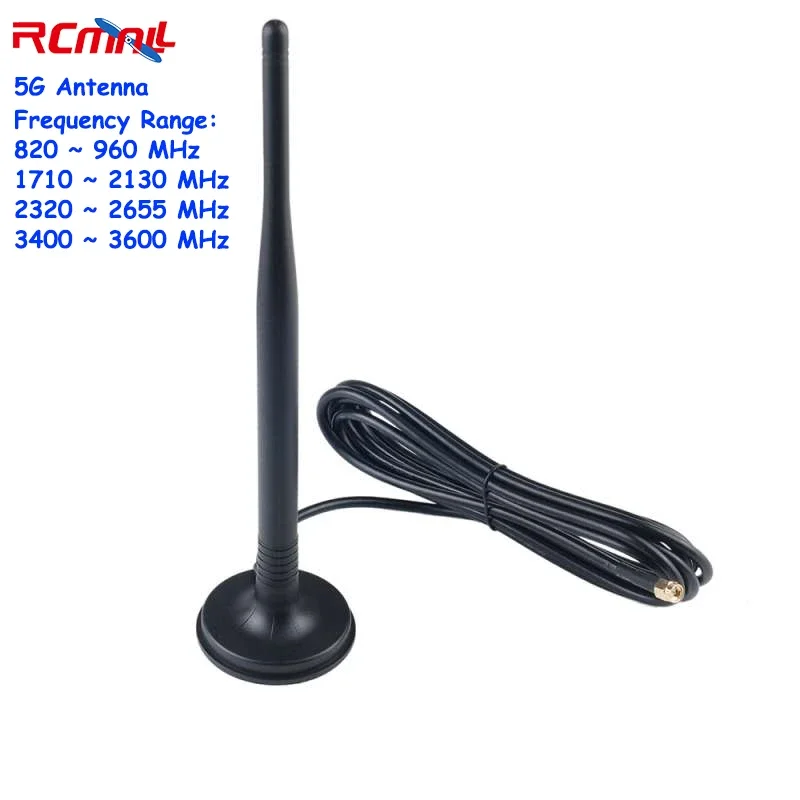 

5G Antenna SMA Male Large Suction Cup Glue Stick Antenna 3 Meters Cable Vertical Polarization Antenna