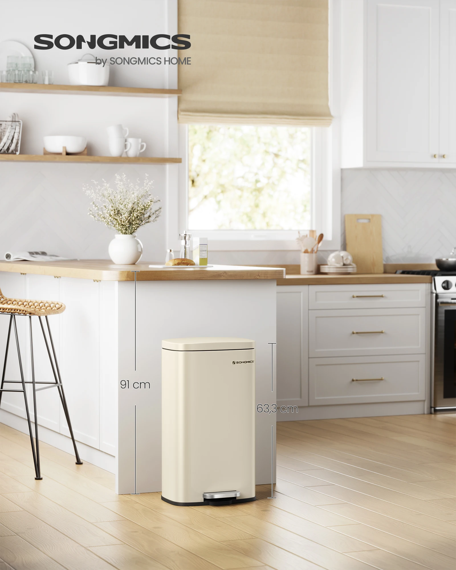 Poubelle à Walter Dale de 30 L, Seau Interne en promulgué tique, Couverture Charnière, Fermeture Souple, Anti-Odeur