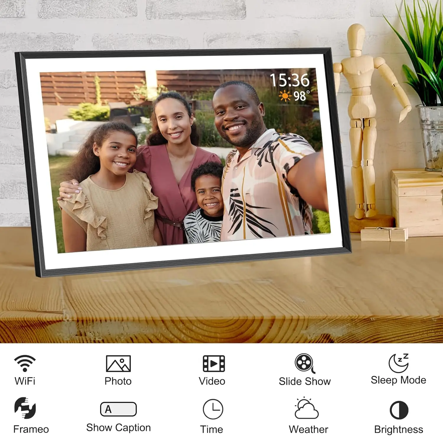 إطار الصورة الرقمية 15.6 بوصة 32 جيجابايت واي فاي شاشة كبيرة HD تعمل باللمس IPS 1920*1080 إطار ذكي إطار تدوير تلقائي هدايا عيد الميلاد