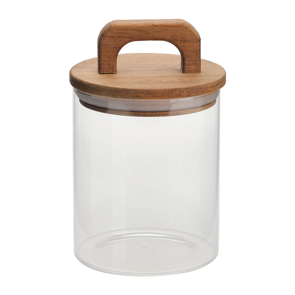 Voltsify 800ML Glass Storage Jar with Wooden Lid Food Storage Jar Tea Storage Containers Canisters
