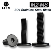 5/10/50pcs M2 M2.5 M3 M4 M5 M6 M8 Black 304 Stainless Steel Allen Hexagon Hex Socket Screw Ultra Thin Flat Wafer Head Screw