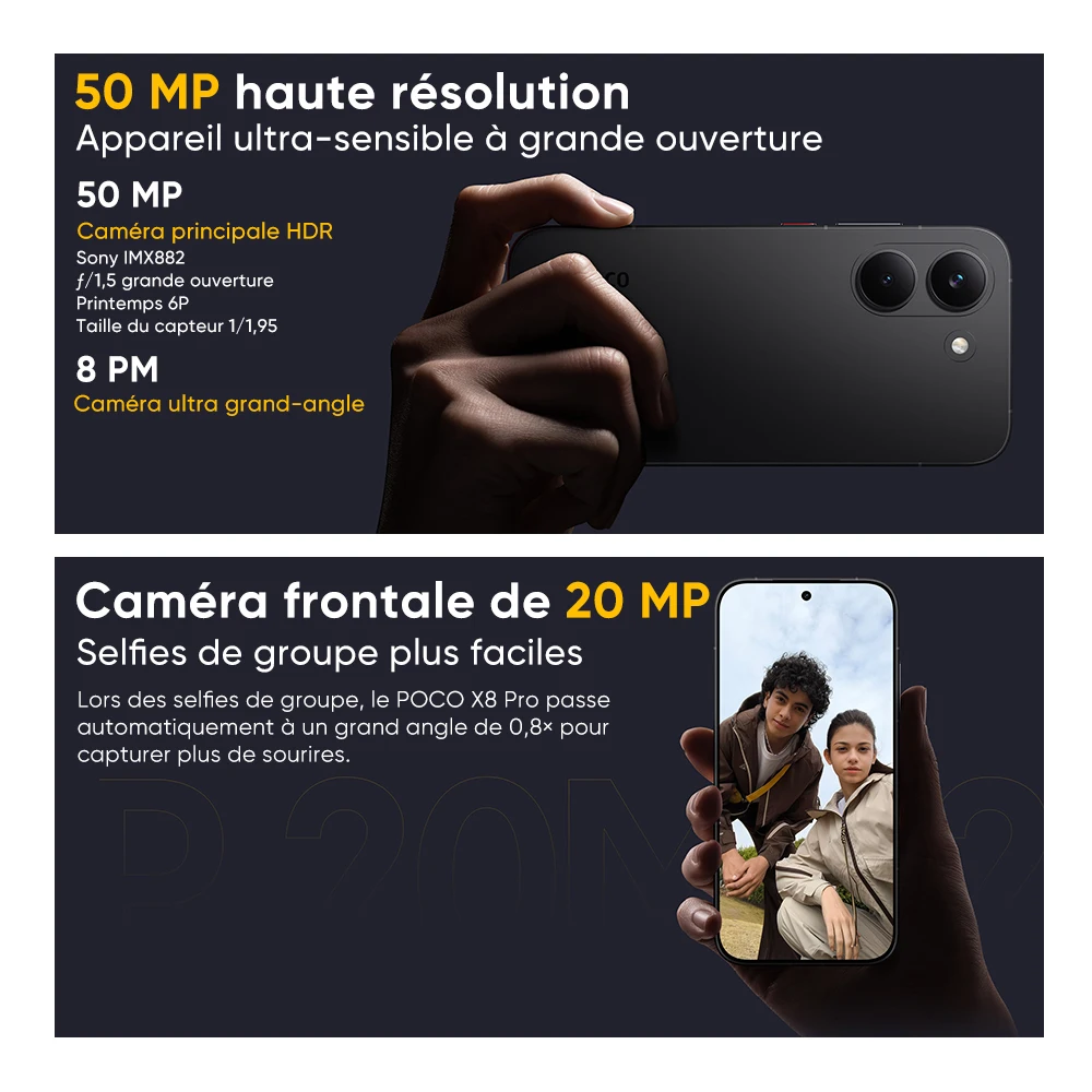 Teléfono Inteligente POCO X8 Pro 5G Versión Global, Dimensity 8500-Ultra, Pantalla AMOLED Ultra Brillante de 6.59 Pulgadas, 1.5K, 120 Hz, Batería de 6500 mAh, NFC 7
