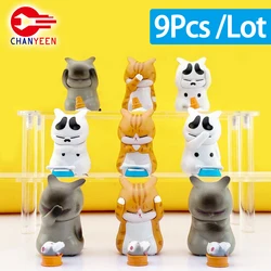 9Pcs Cute Mini Cat Doll Ornaments Figures Statue Model Desktop Gifts for Room Office Car Home Decoration Accessories