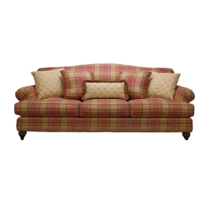Plaid fabric single tiger chair, French retro pastoral style, American rural fixed study sand
