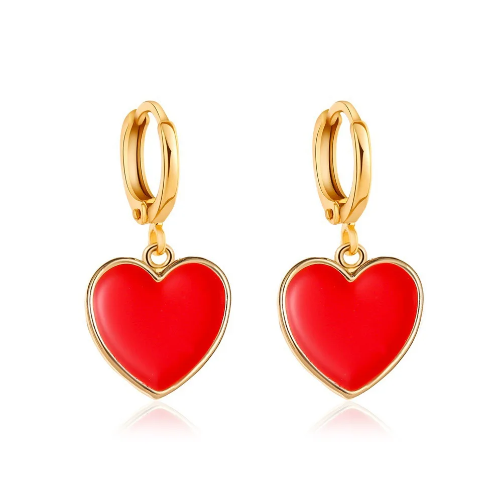 Đầm Đỏ Bông Tai Trái Tim Thời Trang Nhiều Màu Sắc Đào Trái Tim Rớt Bông Tai Nữ Earing Trang Sức Earings Bông Tai Kolczyki D'oreille