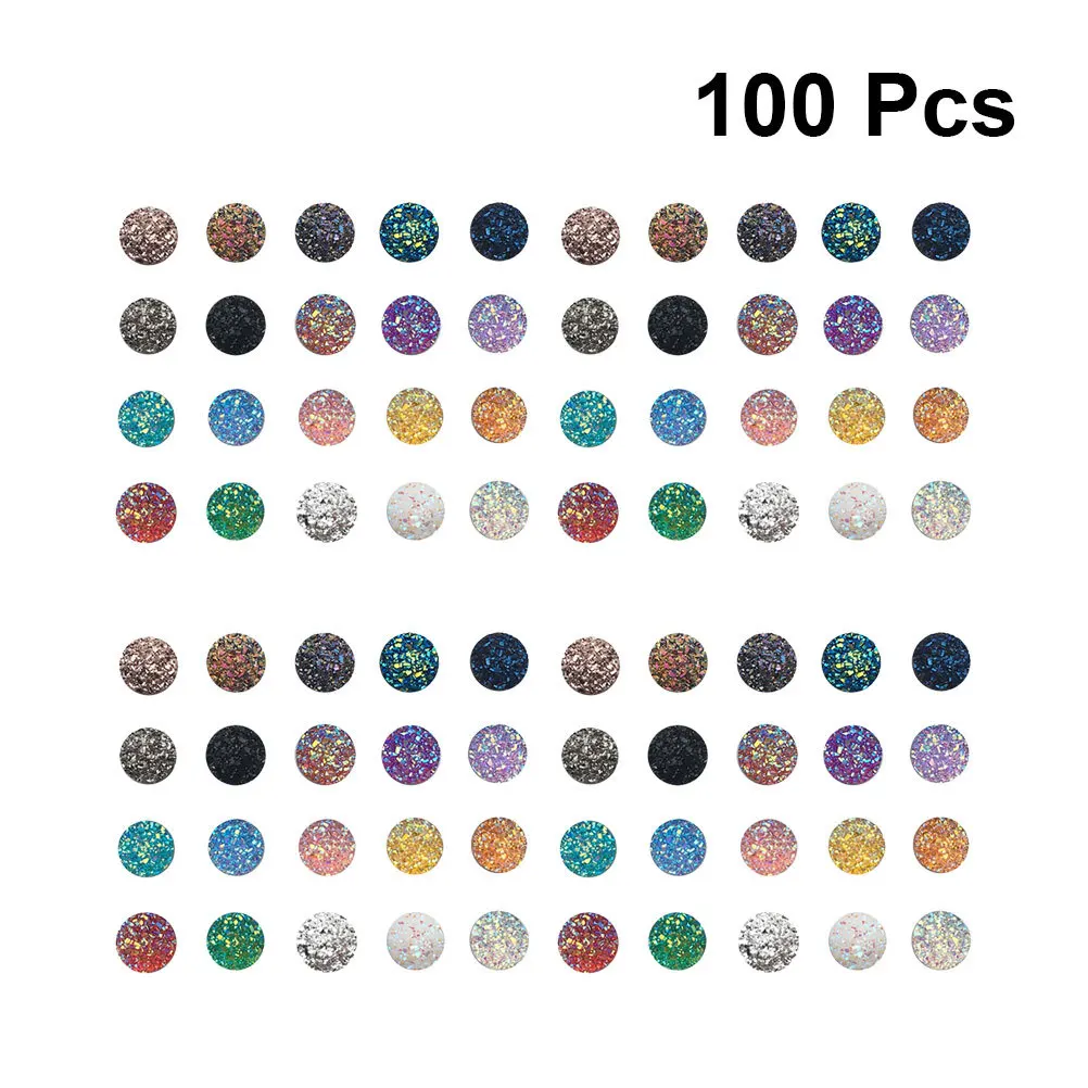 100Pcs 12Mm Resin Rhinestone Set Transparent Round Flatback Sparkling DIY Embellishments for Necklace Bracelet Craft Projects