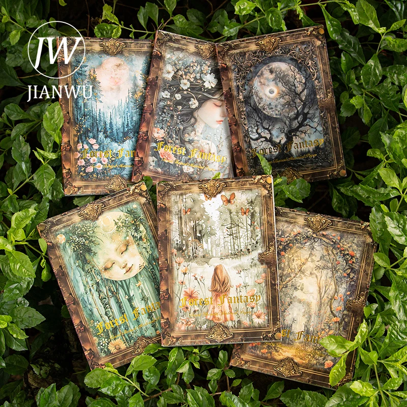 

JIANWU Forest Fantasy Series Vintage Character Flower Landscaping Collage Material Paper Creative DIY Junk Journal Stationery