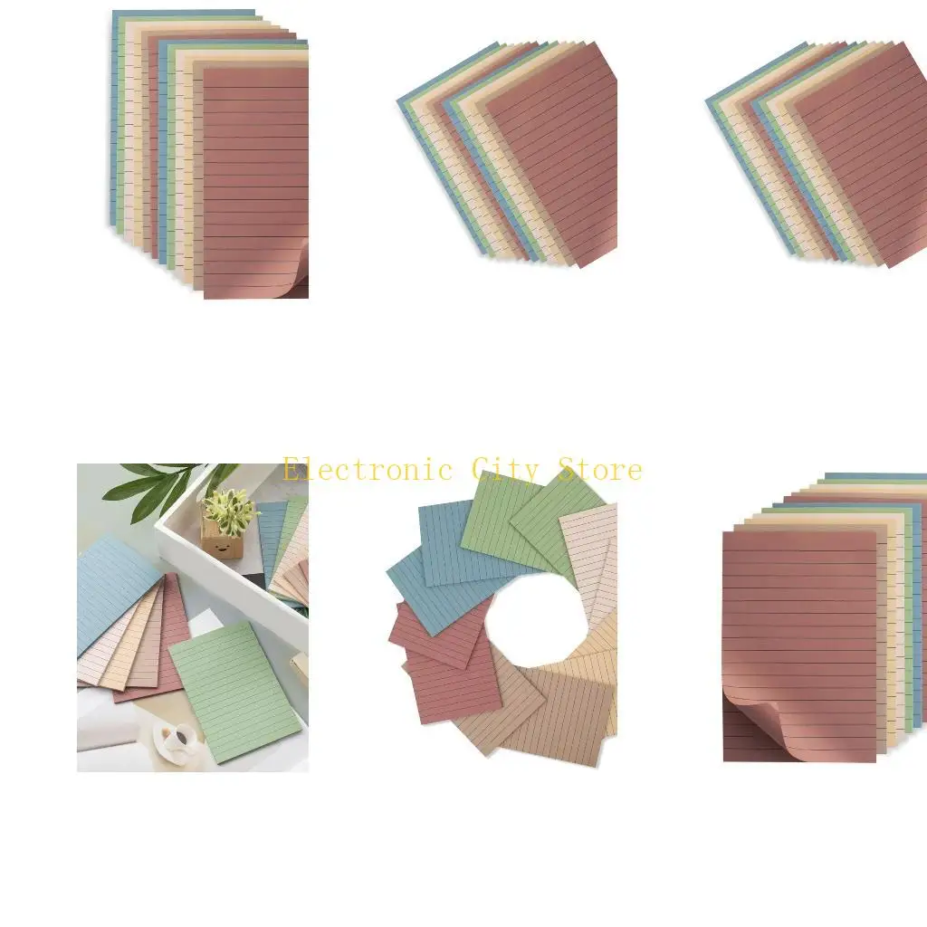 8 Pcs Retro Lined Sticking Note Adhesive Memos Pads Simple Note Pad for Students HU8D
