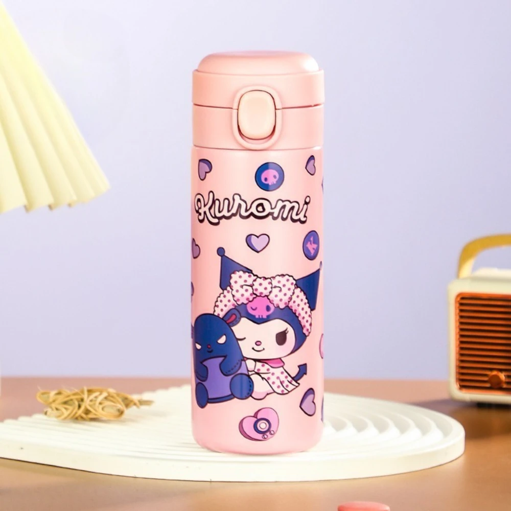 MINISO Hello Kitty Butelki ze Stali Nierdzewnej dla Dzieci, Bidony na Wodę, Kubki na Mleko i Kawę z Wzorami z Kreskówek, Idealny Prezent Świąteczny dla Dziewczynek