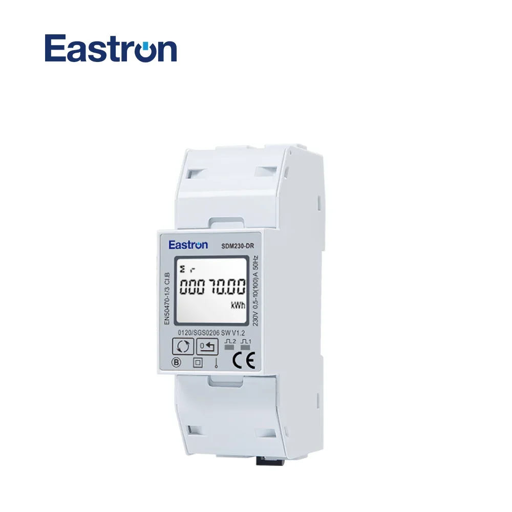 SDM230-DR MID 10(100)A, Single Phase Din Rail Energy Meter, resetable Energy, 100A , Pulse output