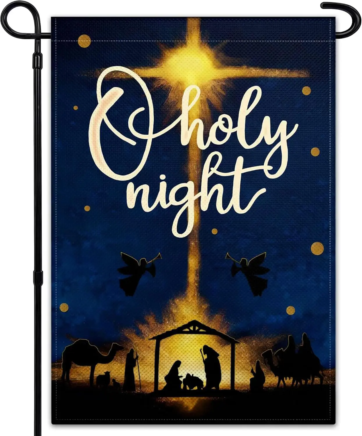 Oh Holy Night Garden Flag 12 X 18 Inch Double Sided Christmas Garden Flag Winter Christian Flag for Outside House Yard Indoo jjp