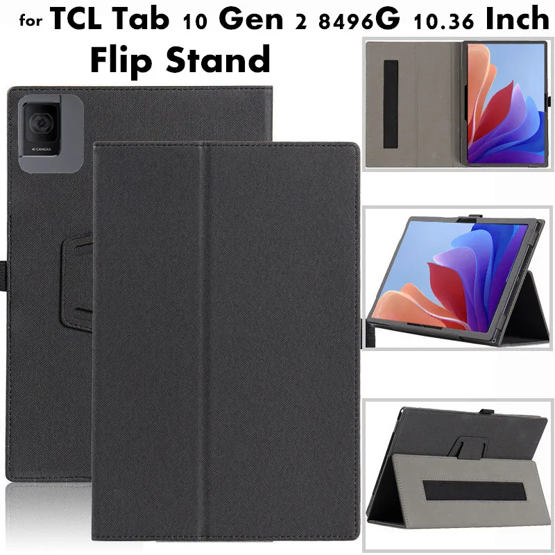 for TCL Tab 10 Gen 2 8496G 10.36 Inch Cover Flip Magentic Foldable Leather Stand Full Body Protective Case With Hand Holder