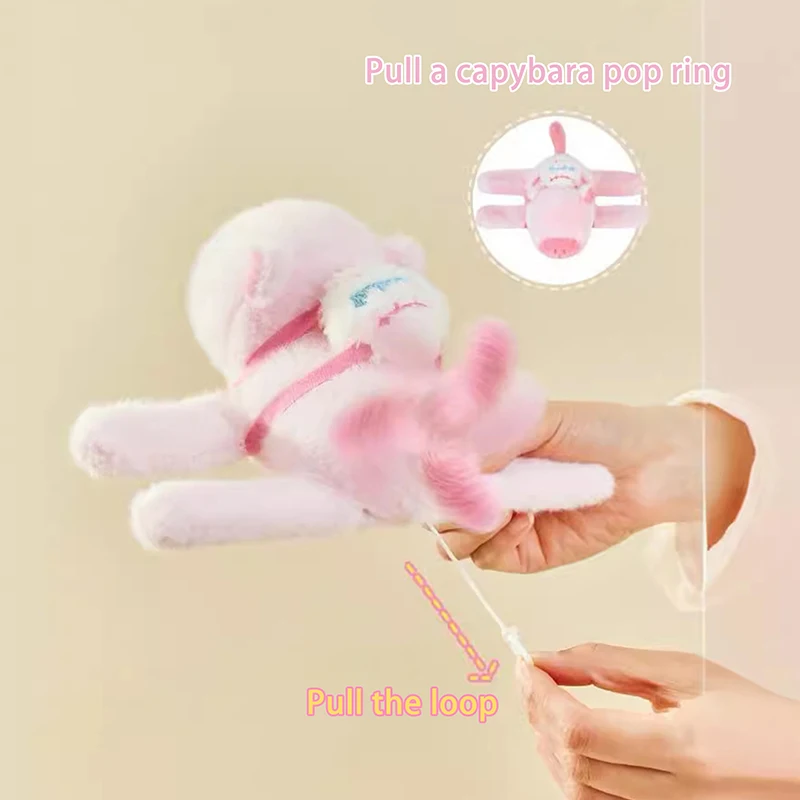 Cartoon Stay Wire Rotate Tail Capybara Clap Circle ToysBracelet Fluffty Stuffed Plush Doll Hand Ring