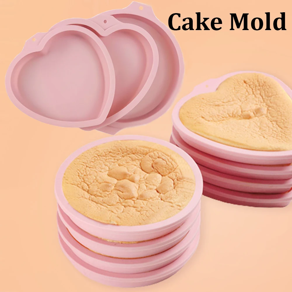 4/6/8Inch High Quality Silicone Heart/Round Shaped Cake Mold Food Grade High Temperature Resistant Oven Baking Cake Mousse Molds