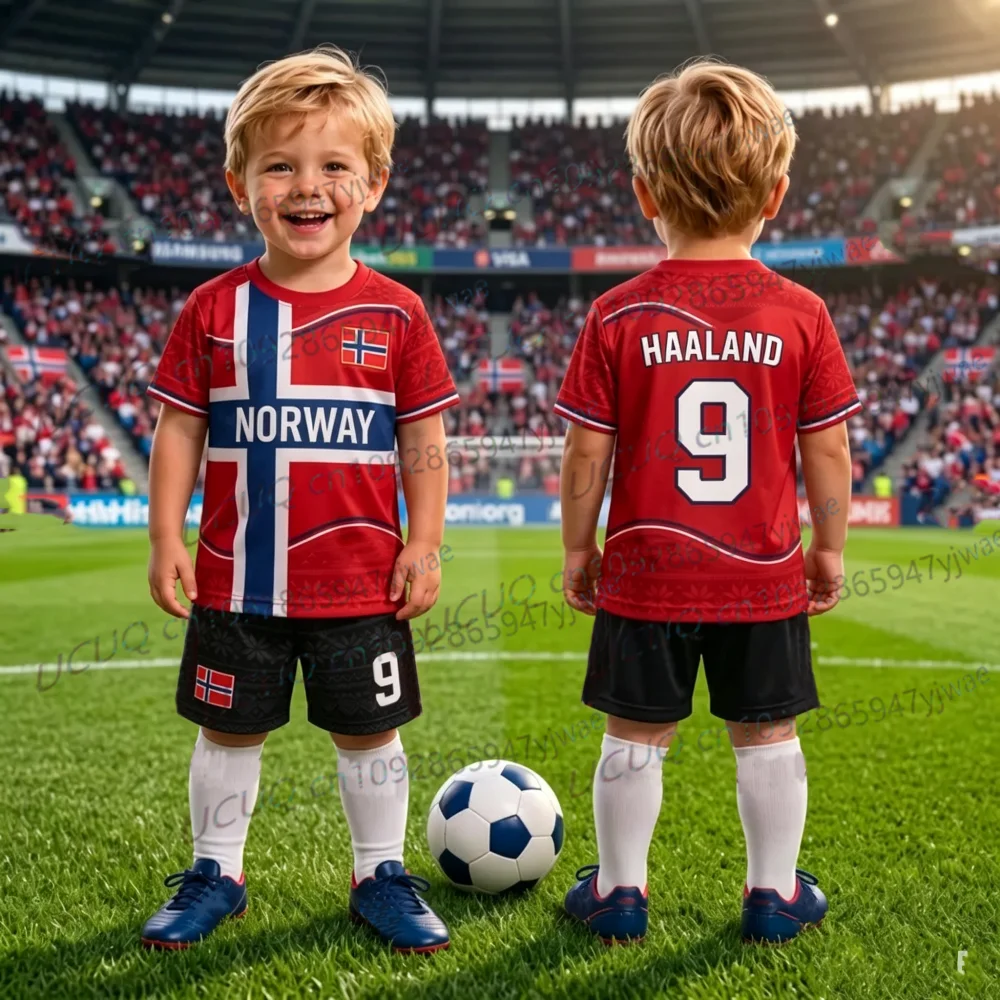 2026 Sommer Jungen Nr. 9 HAALAND Fußballtrikot T-Shirt oder Set Herren Damen Norwegen Fan-T-Shirt+Shorts Kinder T-Shirt oder Set – Detail 6