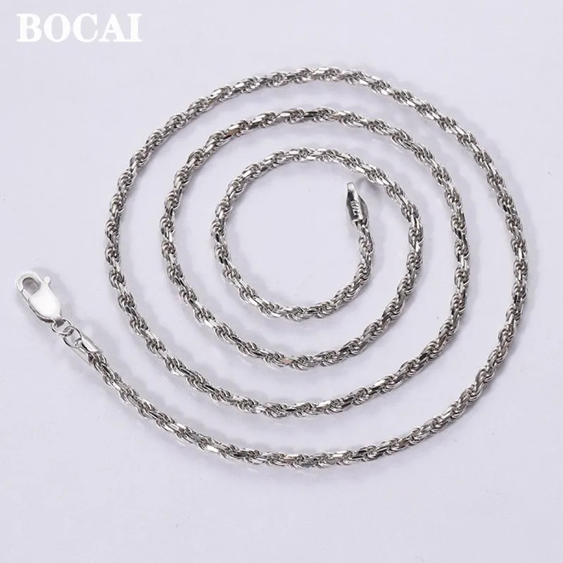 bocai colar real s999 de prata para homens e mulheres corda de canhamo cadeia de colavicula banhado platina drop shipping 01