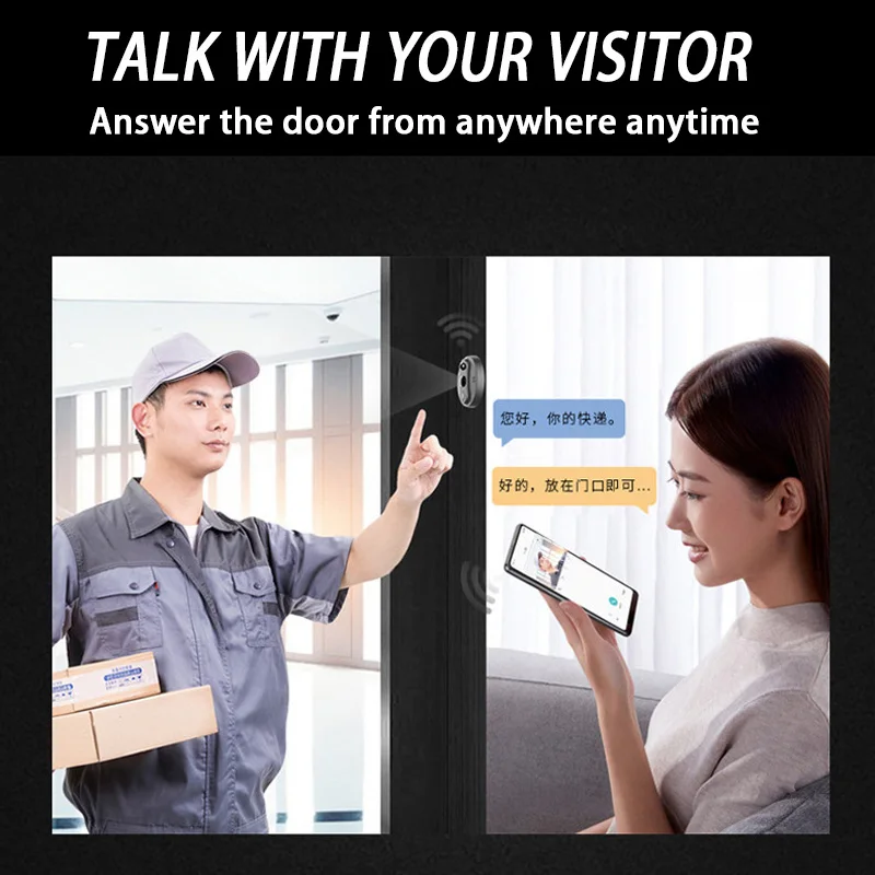 4.3 Inch Smart 1080P WiFi Doorbell Eye Peephole Camera 160° Wide Angle PIR Night Vision Infrared Door Digital Viewer