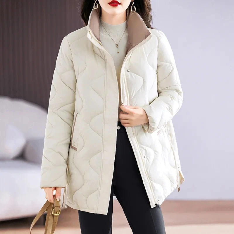 2024 New Korean Autumn Winter Jacket Women\'s Fashion Lightweight Loose Parker Down Cotton Coat Female Zipper Thicken Warm Puffer