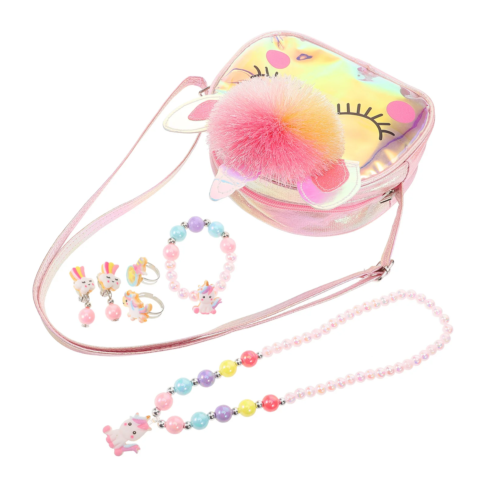 ชุดเครื่องประดับเด็ก 1 ชุด สำหรับเด็กอายุ 3-8 ปี สร้อยคอ สร้อยข้อมือ ต่างหู พลาสติกหลากสี สำหรับเด็กผู้หญิง แต่งตัว ของขวัญ เครื่องประดับเด็ก