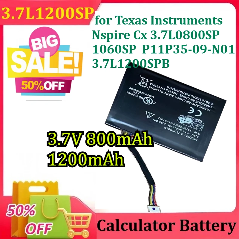 

New 3.7L1200SP for Texas Instruments Nspire Cx 3.7L0800SP 1060SP P11P35-09-N01 3.7L1200SPB Battery 3.7V 800mAh 1200mAh