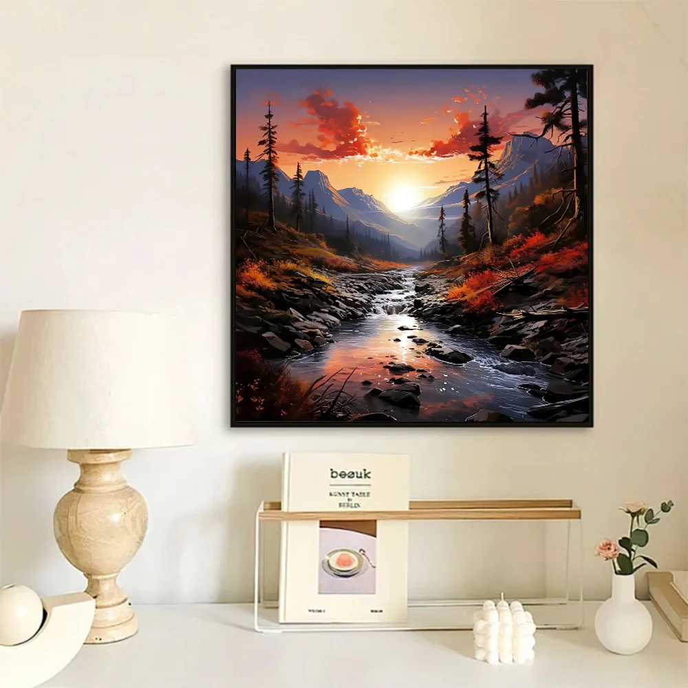 HUACAN Diamond Painting Landscape Embroidery Lakes Mountain Cross Stitch Full Square Round New Arrival Mosaic Sunset Home Decor