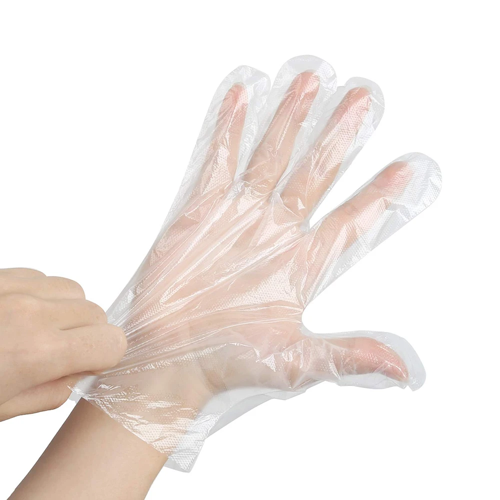 100 Pcs Disposable Gloves Thin Environmentally Friendly Multi-Purpose Plastic Cleaning Fruit Vegetable Gloves Dinning Beauty