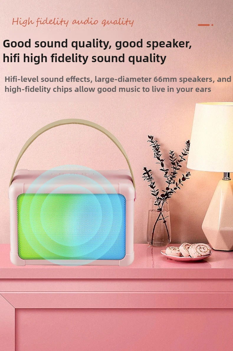 Draadloze Bluetooth-luidspreker Multifunctioneel met microfoon RGB draagbare muziekspeler Karaoke-machine voor kind thuiscadeau