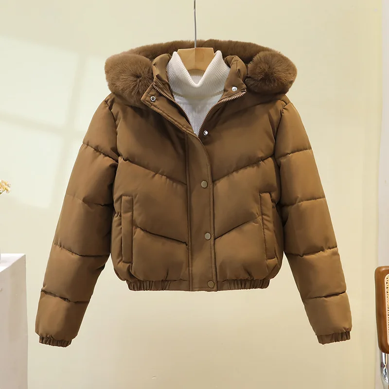 Inverno feminino acolchoado casaco xadrez único breasted elástico hemming bolsos jaqueta para feminino minimalista elegante curto casaco da senhora