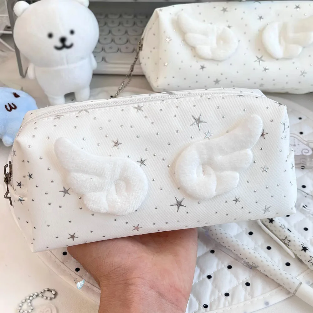 Angel Wing Pen Bag, High Beauty Girl Heart Student Niche Large Capacity Stationery Storage Bag, Pencil Box