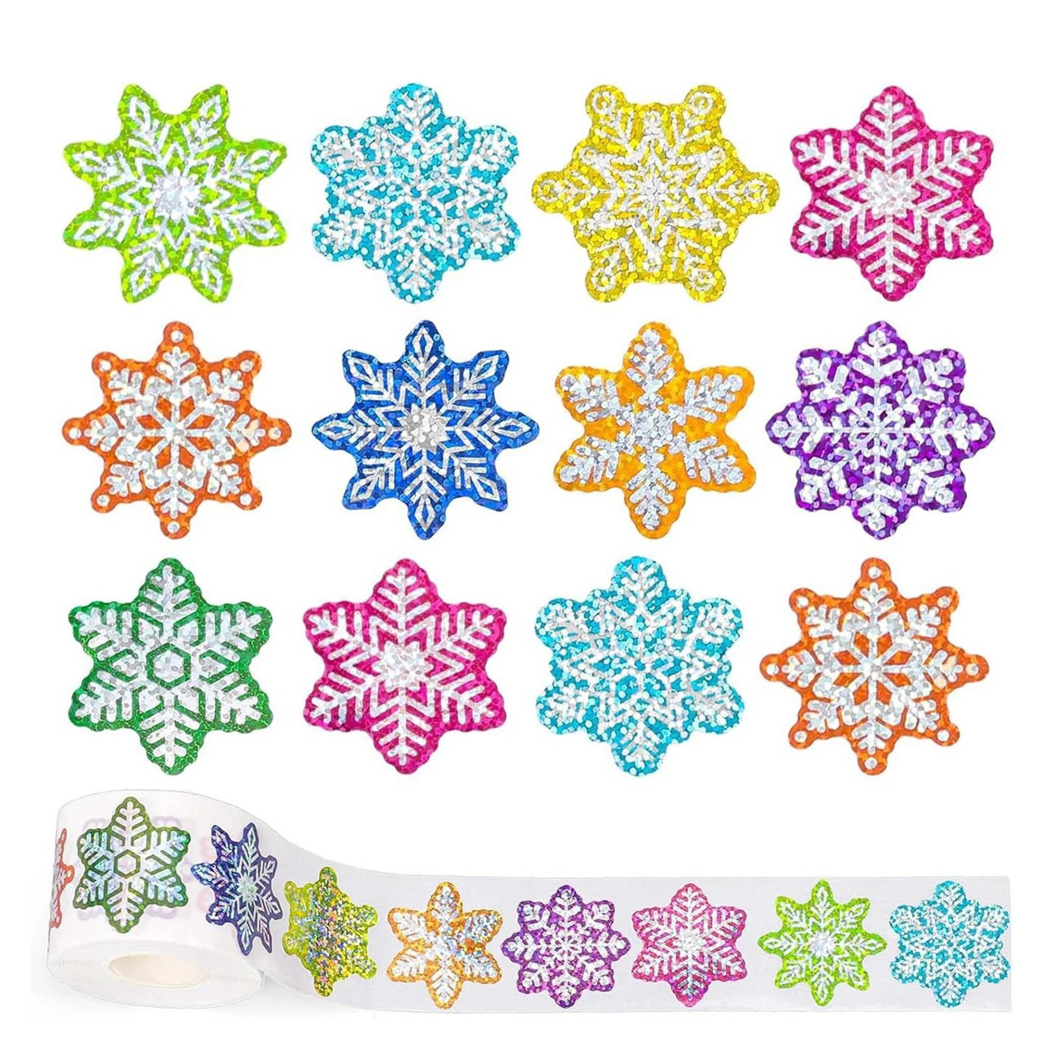 500pcs/roll Glitter Colorful Snow Stickers Party Christmas Gift Wrapping Label Children Scrapbook Stationery Stickers