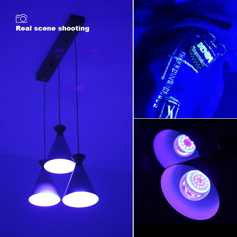 Black Light Bulb 7W 12W LED UV Blacklight E27 Led Bulb AC85-265V Party Ghost House Fluorescent Atmosphere 395nm Ultraviolet Lamp