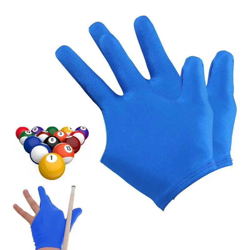 

Pool Table Gloves 2pcs 3 Fingers Billiards Training Glove Breathable Slip-proof Elasticity Embroidered Pool Cue Sports Glove