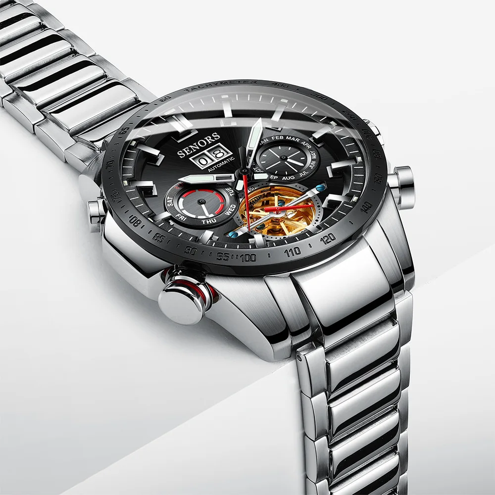 أفضل الرجال ووتش متعددة الوظائف ووتش الذكور ووتش الفاخرة توربيون الهاتفي 3Bar للماء الساعات الميكانيكية التلقائية #3
