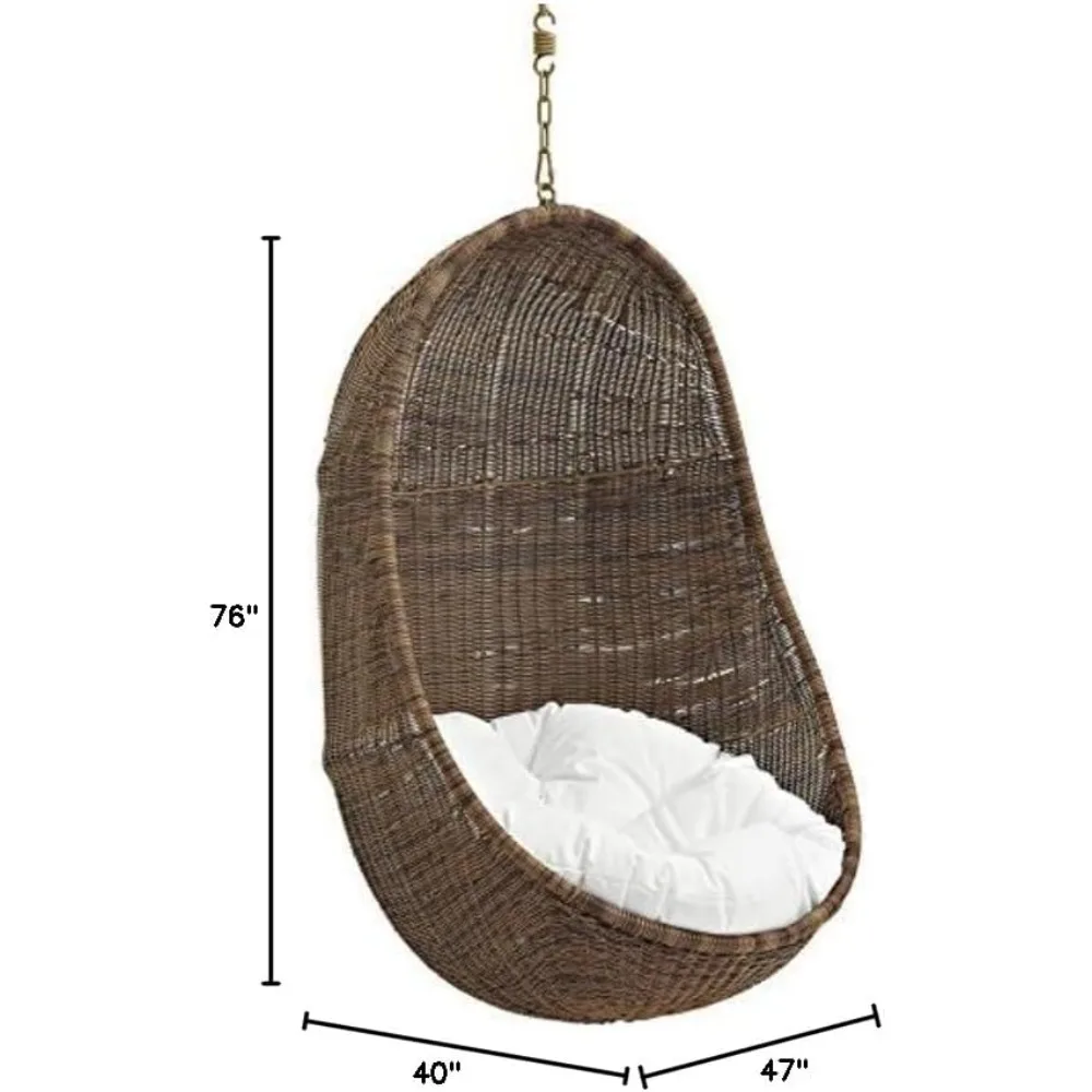 Weißes Schaukelstuhl-Set für den Außenbereich mit Ständer, Rattangeflecht-Design