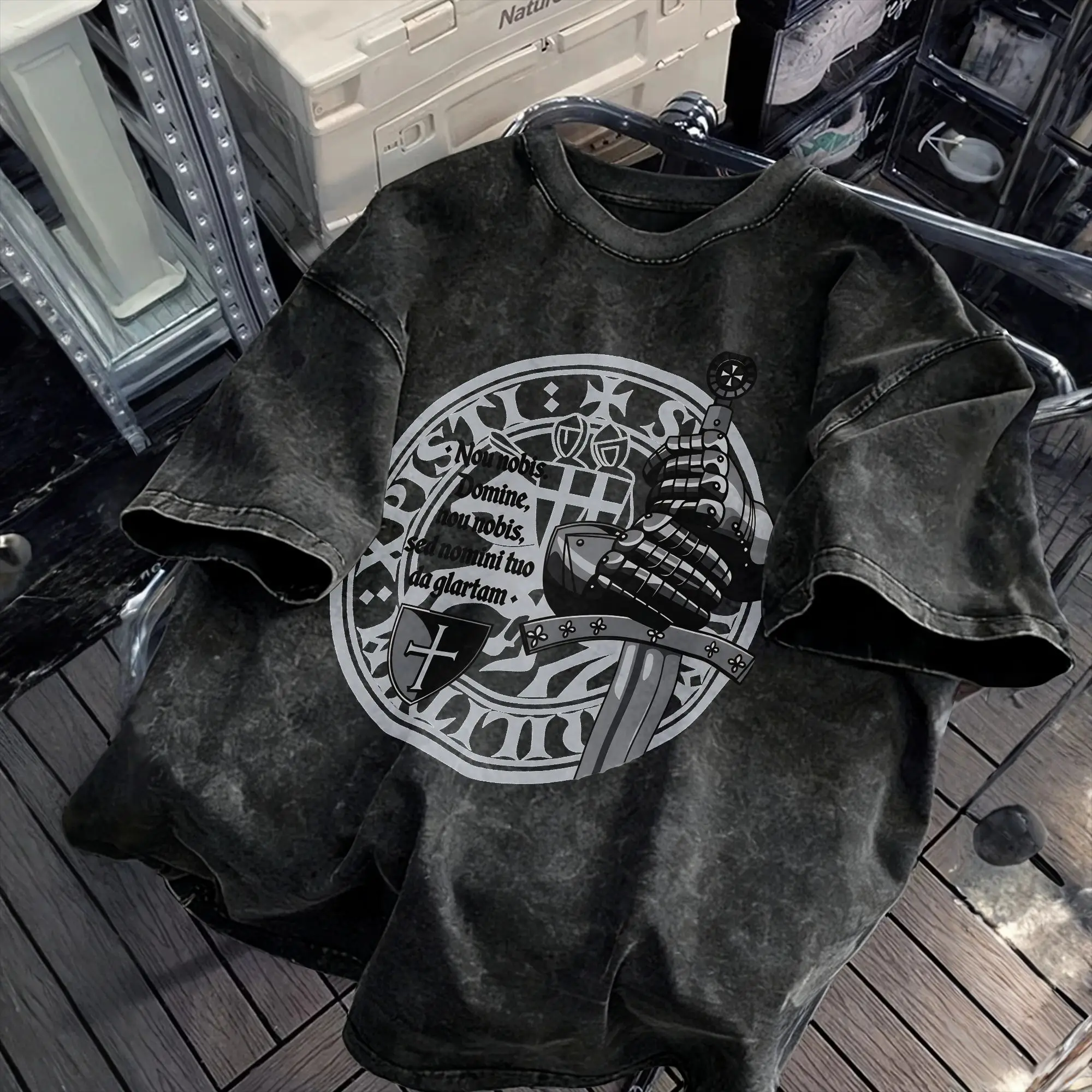 Nonobis St. George Crusader Order Templar Order Seal T-Shirt Men Crew Neck Short Sleeve T Shirts Graphic Printed Tops