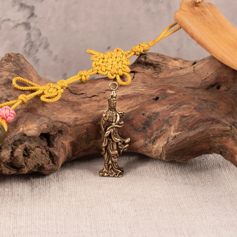 

5Pcs Guanyin Buddha Pendant Brass Small DIY Keychain Charm Creative Hanging Decor Handmade Gift Brass DIY Pendant