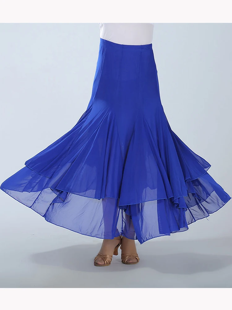 Falda de baile moderna para mujer, vestido de baile de competición de vals estándar Flamenco de columpio largo, faldas de Tango latino para baile de salón español