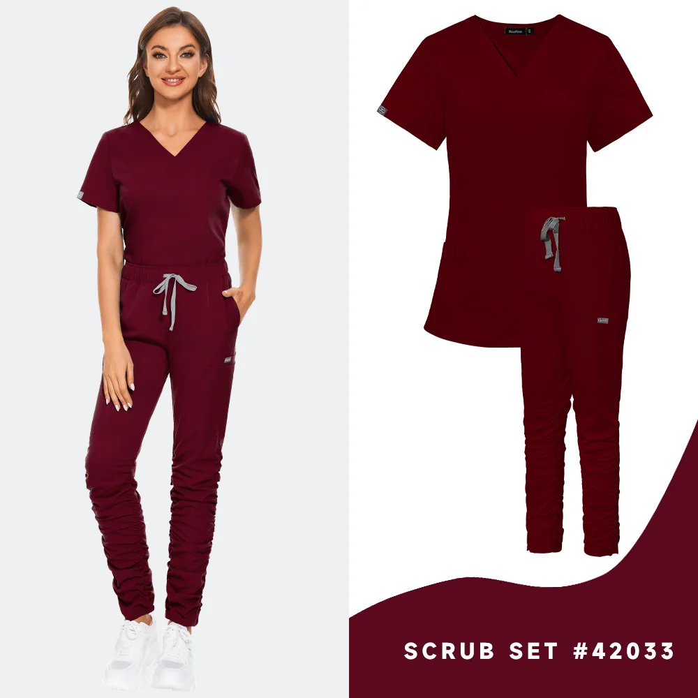 Alta qualidade spa uniformes unissex v-neck roupas de trabalho pet grooming instituições conjunto de roupas de salão de beleza hospital esfrega roupas