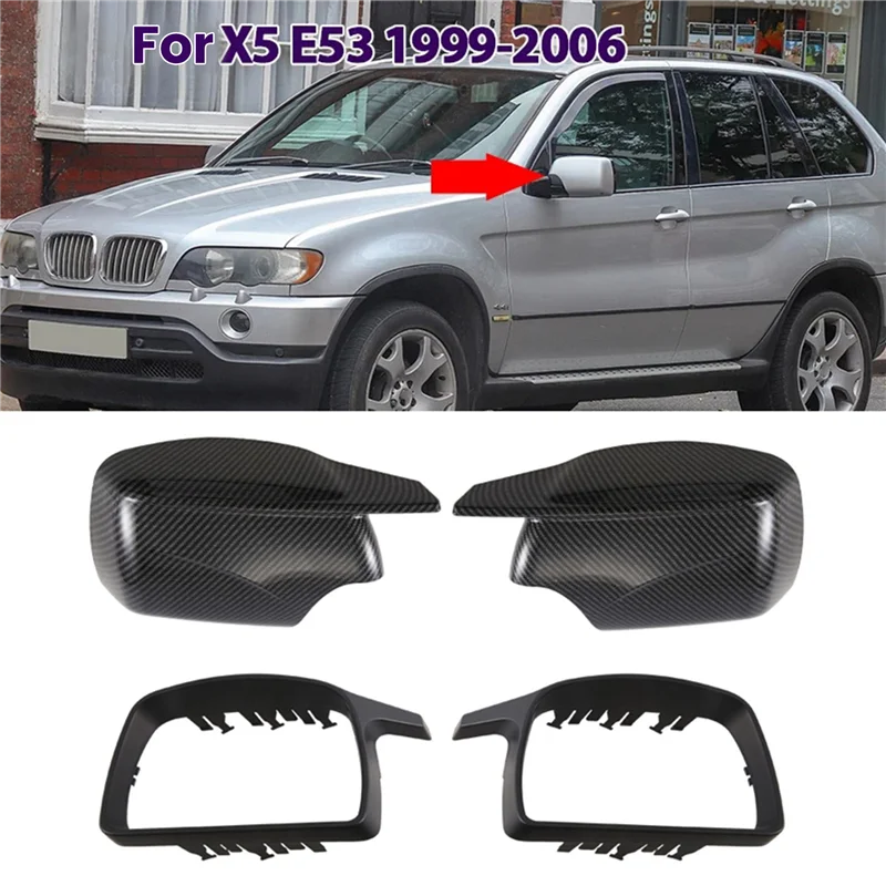 

Carbon Fiber Style Side Mirror Cover Caps Replacement New M Look Mirror Covers For BMW X5 E53 1999-2006 Parts