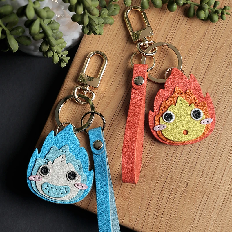 Creative Cute Scarecrow Orange Flame Design Keychain Pendant Cartoon Character Bag Pendant Couple Gift Car Key Pendant 2025 New