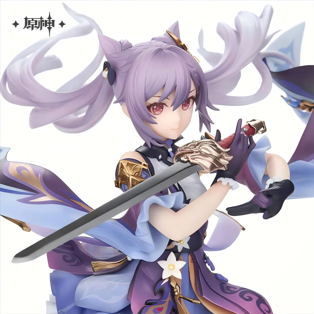 Game Anime 1/7 22cm Genuine Genshin Impact Static Figure Cartoon Keqing Nimble As Lightning Collections Models Dolls Ornaments