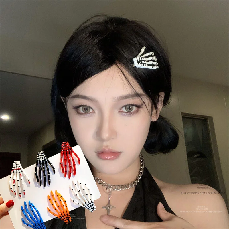Skeleton Claw Skull Hand Hair Clip Hairpin Zombie Punk Horror Bobby Pin Barrette Hair Pins Hair Accessories Halloween Party