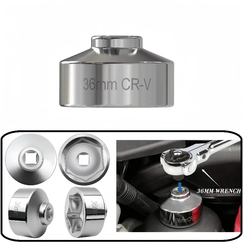36mm Oil Filter Socket Wrench Auto Tool for BMW Ford Volvo VW Audi Porsche F250 Mini Vehicles Housing Removal with 3/8 Drive