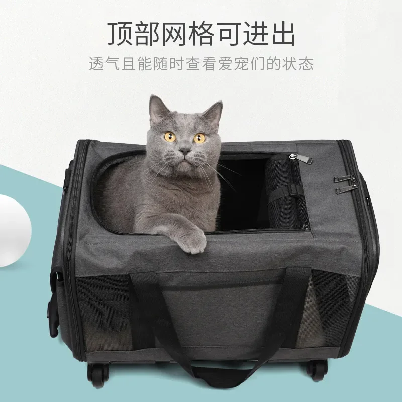Portable Cat Carrier Bag Breathable Foldable Pet Travel Backpack Large Capacity Shoulder Crossbody Case for Small Dogs