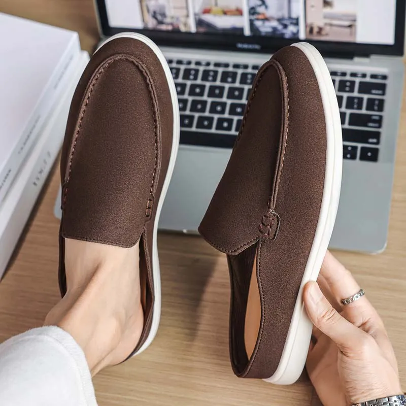 Summer Men Loafers Fashion Slip on Man Half Slippers Comfortable Soft Casual Shoes Outdoor Breathable Lightweight Walking Shoes
