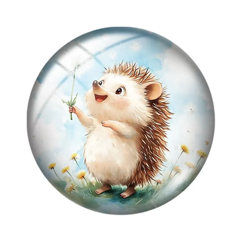 Cute Hedgehog  12/18/20/25mm glass cabochon  bracelet pendant rings for jewelry demo earrings back Making findings
