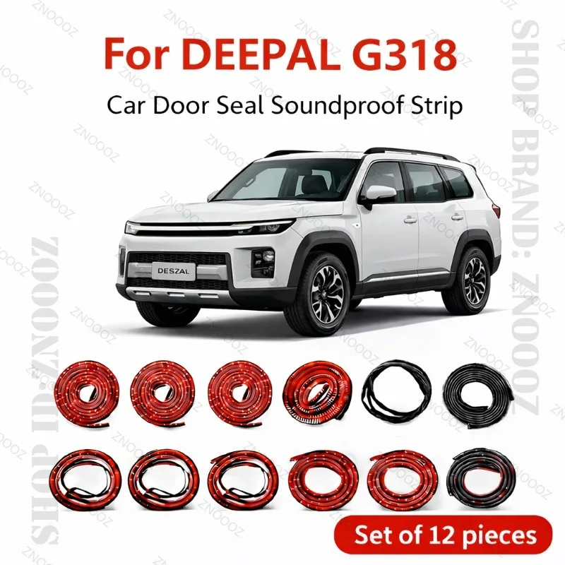 Car Door Seal Strip Rubber Double Layer Soundproof Dustproof Waterproof Door Weatherstrip 12PCS Set For DEEPAL G318