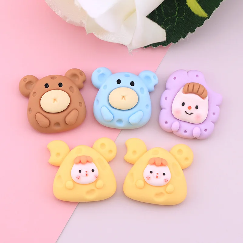 10pcs Resin Foods Cartoon Cookies Art Supply Flatback Cabochon DIY Decorative Craft Scrapbooking Embellishment Jewelry Accessory