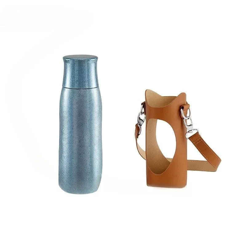 Pure titanium stewed teacup, double-layer high-grade stewed thermos cup, tea separation and health, titanium water cup 390ML