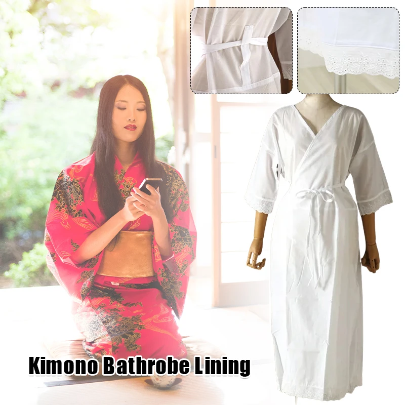 

Traditional Yukata Women Kimono Inside Wear Cotton Lace Kimono Lining Dress Soft White Juban Robe Kimonos Inner Wear Accessories